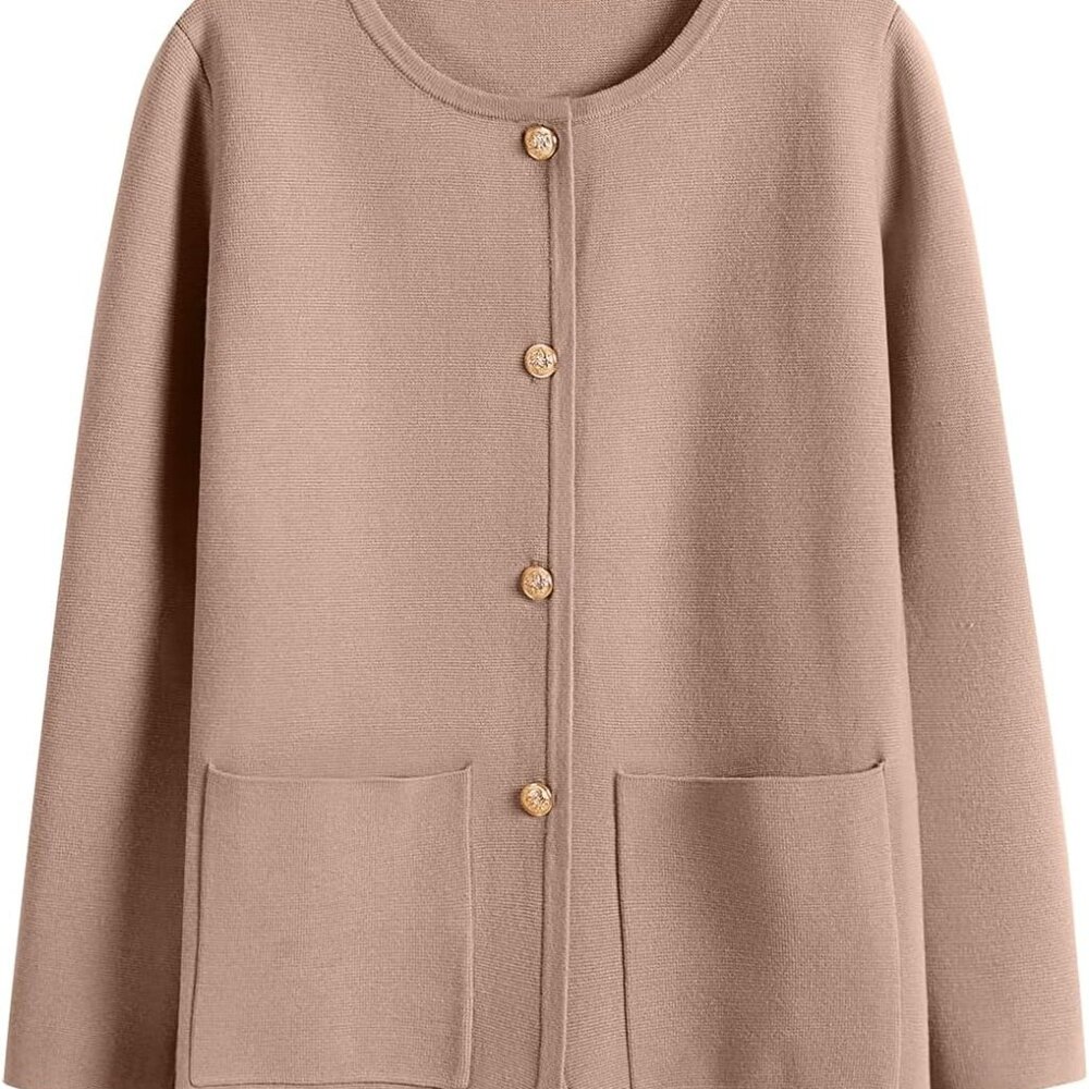 ANRABESS Womens Long Sleeve Knit Cardigan Button Down Sweater Blazer Coat 2024 F